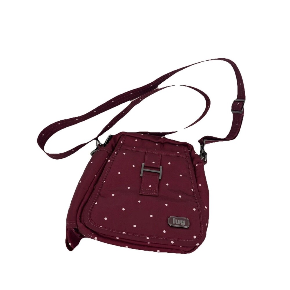 NWOT Lug Can Can Crossbody Cranberry polka Dot RFID Belt Convertible Purse Bag